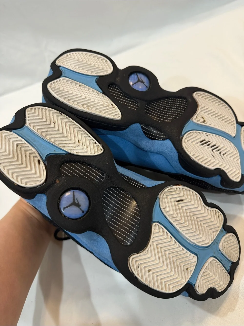 Jordan Men's Black and University Blue Retro Sneakers